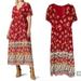 Madewell Dresses | Madewell Red Floral Sunflower Tulip Maxi Dress Women’s 8 (M) Short Sleeve Retro | Color: Red | Size: 8