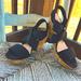 American Eagle Outfitters Shoes | American Eagle Ladies Size 9 Black Wedge Strappy Sandals | Color: Black/Tan | Size: 9