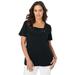 Plus Size Women's Stretch Cotton Eyelet Cutout Tee by Jessica London in Black (Size 14/16) Short Sleeve T-Shirt