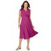 Plus Size Women's Stretch Knit Drape-Over Dress by Jessica London in Raspberry (Size 18 W)