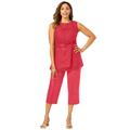 Plus Size Women's 2-Piece Linen Capri Set by Jessica London in Bright Red (Size 12) Washable Rayon Linen Blend