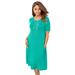 Plus Size Women's Stretch Knit A-Line Dress by Jessica London in Aqua Sea (Size 22/24)