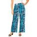 Plus Size Women's Everyday Stretch Knit Wide Leg Pant by Jessica London in Ocean Abstract Animal Border (Size 18/20) Soft Lightweight Wide-Leg
