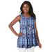 Plus Size Women's Sleeveless Swing Tunic by Jessica London in Navy Tribal Ikat (Size 18/20) Long Shirt