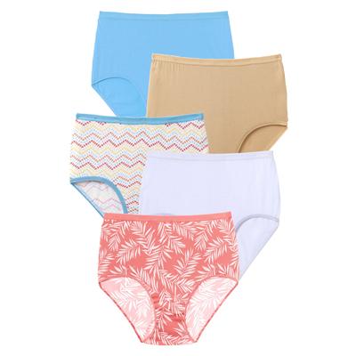Plus Size Women's Cotton Brief 5-Pack by Comfort Choice in Tropical Palm Pack (Size 13) Underwear