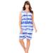 Plus Size Women's Zip-Front Terry Romper by Dreams & Co. in Ultra Blue Tie Dye Stripe (Size 4X)