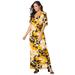 Plus Size Women's Stretch Knit Cold Shoulder Maxi Dress by Jessica London in Sunset Yellow Graphic Floral (Size 32 W)