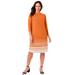 Plus Size Women's Stretch Cotton Boatneck Shift Dress by Jessica London in Orange Faded Stripe (Size 26 W) Stretch Jersey w/ 3/4 Sleeves