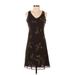 Ann Taylor Casual Dress - A-Line V Neck Sleeveless: Brown Floral Dresses - Women's Size 2 Petite