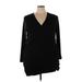 Torrid Casual Dress - Mini Plunge Long sleeves: Black Print Dresses - Women's Size 4X Plus