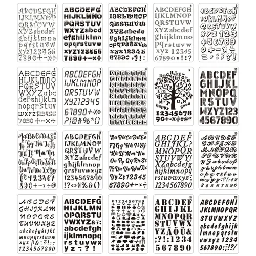 20 Stück tragbare Buchstaben 0–9 Zahlen Malschablonen-Set DIY Zeichenschablonen