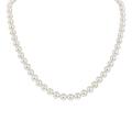 14K Gold AAAA White Freshwater Cultured Pearl Silk-Knotted 18" Princess-Length Strand Necklace - Choice of Pearl Size & Clasp Gold Color white