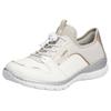 Slip-On Sneaker RIEKER, Damen, Gr. 38, beige (sanftes weiß, creme), Textil, Lederimitat, metallic, sportlich, Schuhe Sneaker, Slipper, Schlupfschuh, Freizeitschuh mit Gummizug und Elastikeinstieg