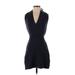 Nicholas Casual Dress - Sweater Dress Plunge Sleeveless: Blue Solid Dresses - Women's Size Small