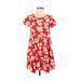 Silence and Noise Casual Dress - A-Line Scoop Neck Short sleeves: Red Floral Dresses - Women's Size Small