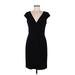 White House Black Market Casual Dress - Sheath V-Neck Short sleeves: Black Print Dresses - Women's Size 8