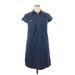Anne Klein Casual Dress - Shirtdress Collared Short Sleeve: Blue Solid Dresses - Women's Size 10