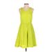 J.Crew Casual Dress - A-Line Scoop Neck Sleeveless: Green Print Dresses - Women's Size 4