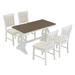 5-Piece Retro Dining Set, Wooden Dining Table and 4 Upholstered Chairs