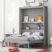 Full Size Wood Modern Murphy Bed, Wall Bed with Shelves, Foldable Platform Bed Folded into Cabinet, Grey