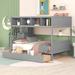 Twin over Full Bunk Bed with Shelfs, Storage Staircase and 2 Drawers, Four Compartments and Four-step set of Stairs