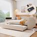 Modern Upholstered Daybed with Pop up Trundle,Wood Daybed Frame with Storage Armrests