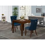 East West Furniture Modern Dining Table Set- a Square Kitchen Table and Upholstered Parson Chairs, Antique Walnut