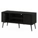 Furinno Claude Mid Century Style TV Stand with Wood Legs, Two Cabinets