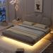 Queen Size Upholstered Platform Bed with LED Floating,Wood Platform Bed Frame w/PU Leather Headboard, for Bedroom,Apartment