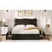 Full Size Leather Upholstered Platform Bed w/4 Storage Drawers, Black