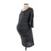 A Pea in the Pod Casual Dress - Sheath Scoop Neck 3/4 sleeves: Gray Dresses - Women's Size Medium Maternity