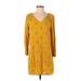 Old Navy Casual Dress - Mini V-Neck 3/4 sleeves: Yellow Dresses - Women's Size Small