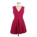 Karen Millen Casual Dress - Party Plunge Sleeveless: Burgundy Solid Dresses - Women's Size 8