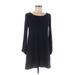 Newbury Kustom Casual Dress - Mini Scoop Neck Long sleeves: Blue Solid Dresses - Women's Size Medium