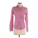 Tart Collections Long Sleeve Button Down Shirt: Pink Print Tops - Women's Size X-Small