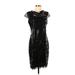 Kate Spade New York Cocktail Dress - Sheath High Neck Short sleeves: Black Solid Dresses - Women's Size 2