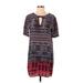 BCBGMAXAZRIA Casual Dress - Shift: Burgundy Acid Wash Print Dresses - Women's Size Small