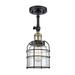 Williston Forge Decatur 1 - Light Dimmable Armed Sconce Glass/Metal in Gray/Black/Yellow | 12 H x 6 W x 8 D in | Wayfair