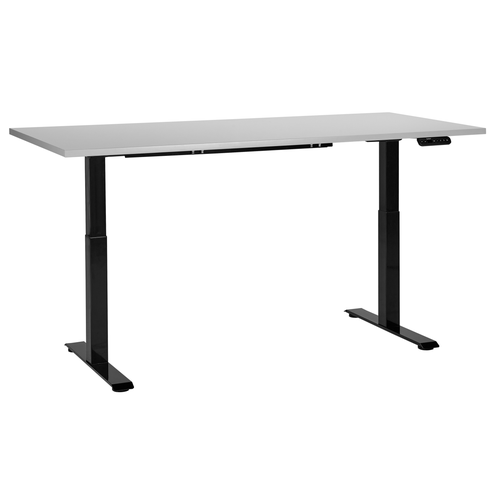 Schreibtisch Grau & Schwarz Melamin 180x80cm Elektrisch Höhenverstellbar Rechteckig mit USB Metallgestell Modern Büro Steh-Sitz-Tisch Stehtisch