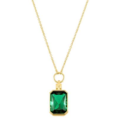 Kette mit Anhänger S.OLIVER "2036879", gold (gelbgoldfarben, grün), Halsketten, Damen, Silber 925 (Sterlingsilber), L: 55cm, mit Zirkonia (synth.) Image