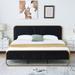 Mercer41 Nelsie Platform Bed w/ Tufted Headboard Wood & /Upholstered/Velvet/Metal in Black | 40.9 H x 76.4 W x 83.9 D in | Wayfair