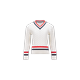 MONCLER ENFANT Tricolour Trim Cotton V-Neck Jumper, White, Size: 12Y