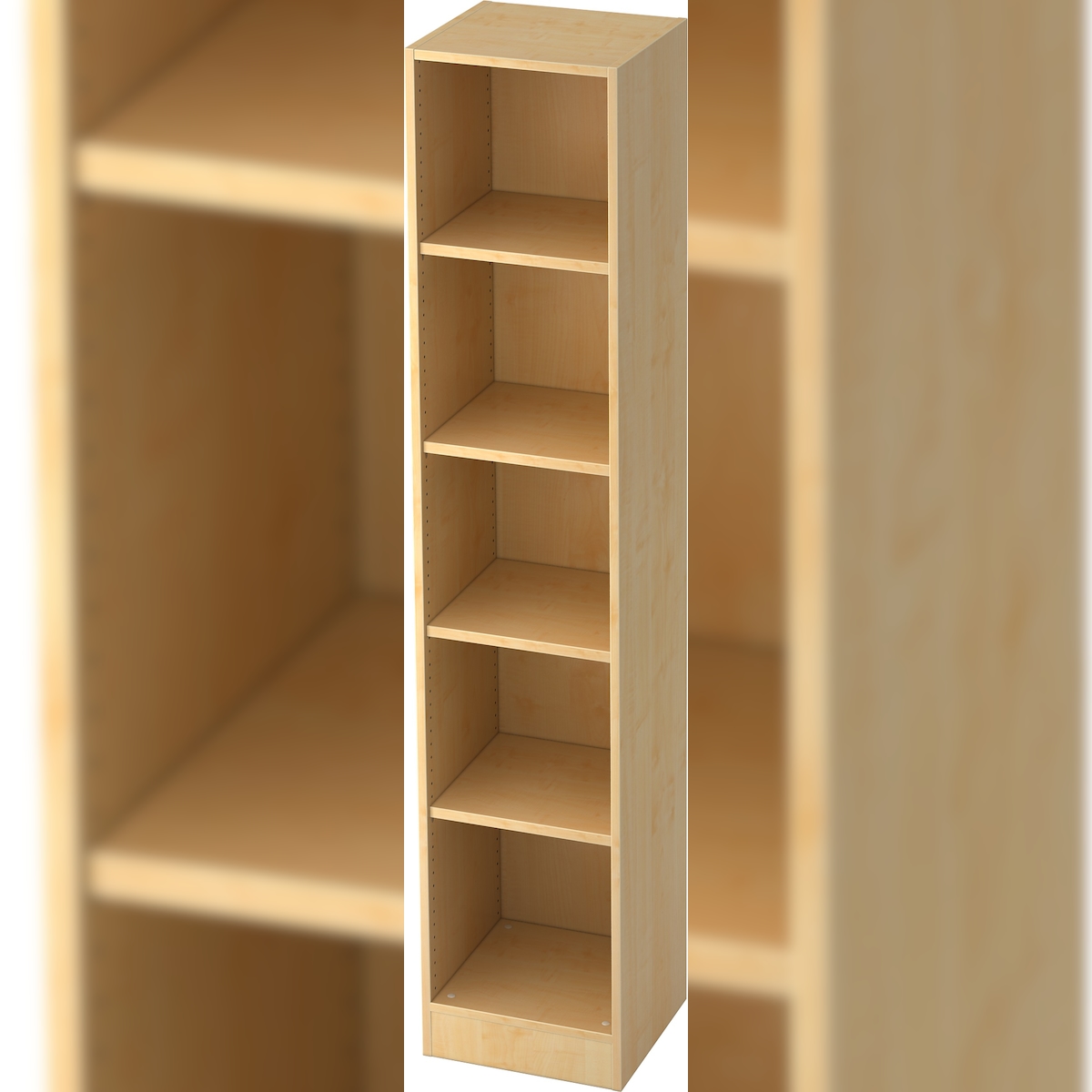 bümö office Regal Ahorn, Standregal Holz - Aktenregal für Ordner & Bücher, Bücherregal 40 cm schmal, 5 OH Regal Wand, Büroregal, Holzregal, Image