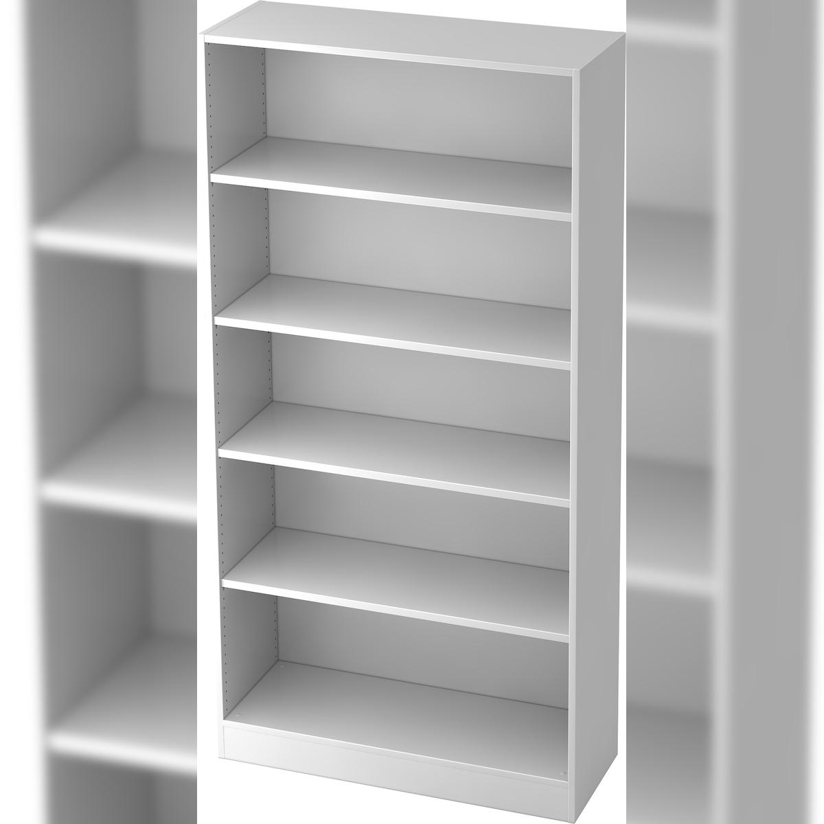 bümö office Regal weiß, Standregal Holz - Aktenregal für Ordner & Bücher, Bücherregal 100 cm breit, 5 OH Regal Wand, Büroregal, Holzregal, Image