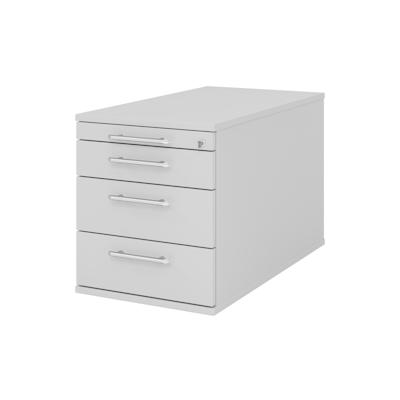 bümö Rollcontainer mit Schubladen, Container abschließbar aus Holz in grau - Rollwagen für's Büro als Schreibtisch Unterschrank, Bürocontainer od. Image