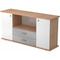 bümö Sideboard Nussbaum/Silber mit Flügeltüren & Regal - Büromöbel Sideboard mit Schubladen Holz 166cm breit, 45cm schmal, Büro Schrank für Flur