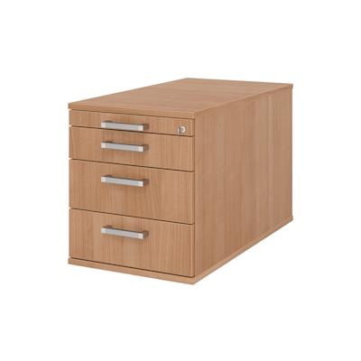 bümö Rollcontainer mit Schubladen, Container abschließbar aus Holz in Nussbaum - Rollwagen für's Büro als Schreibtisch Unterschrank, Bürocontainer Image