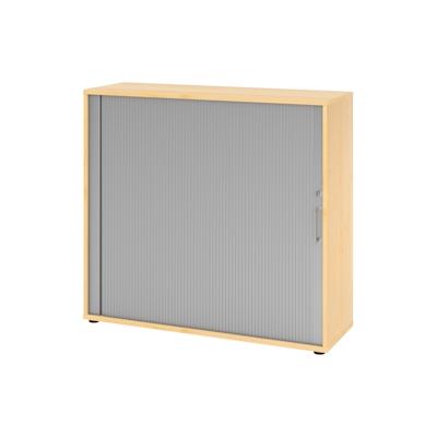 bümö Aktenschrank abschließbar mit Rollladen, Rollladenschrank für Ordner & Co. - Büroschrank mit Rollo, abschließbarer Ordnerschrank aus Holz in Image
