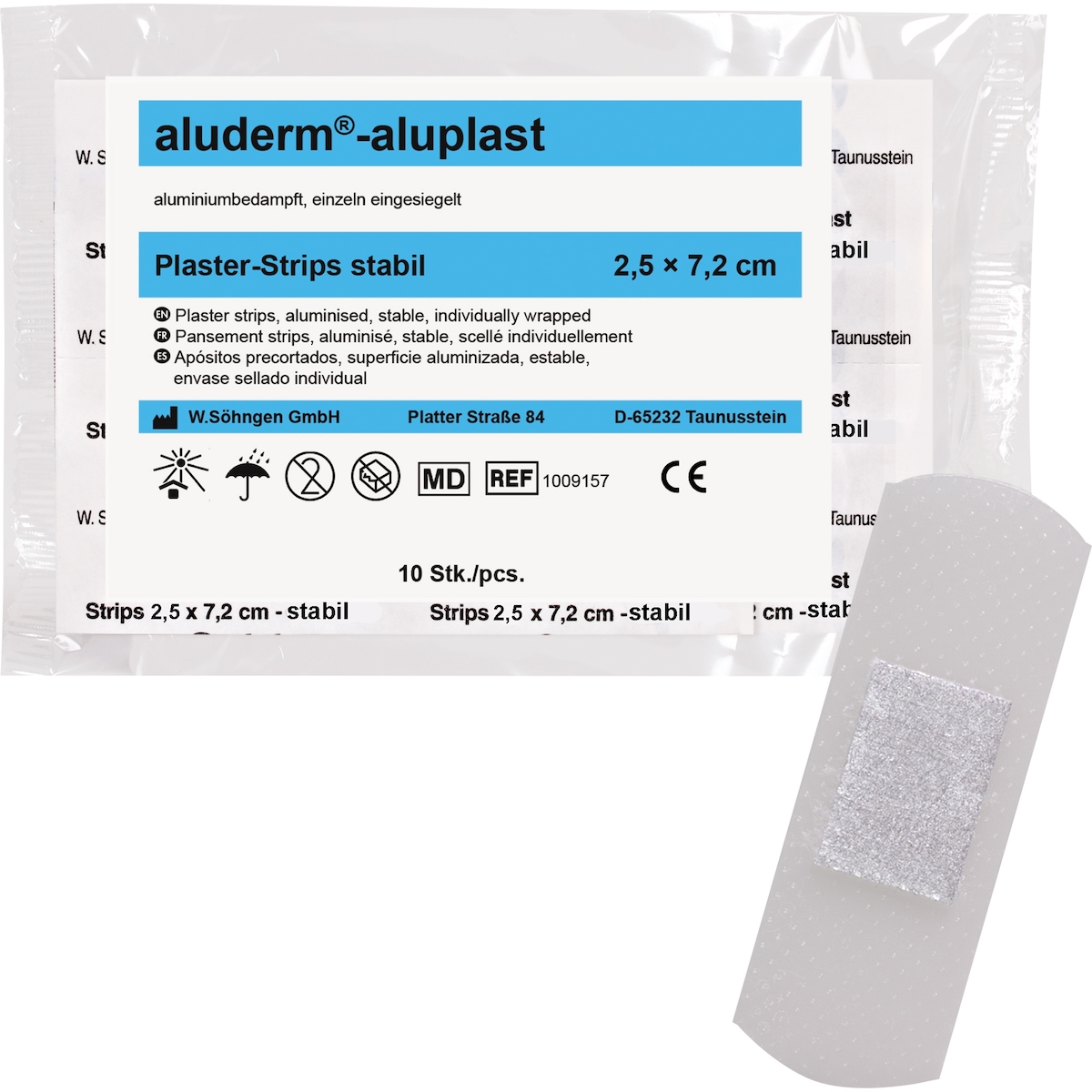 aluderm Pflaster aluplast Strips 1009157 2,5x7,2cm 10 St./Pack. Image