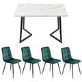 Merax Essgruppe, (Set, 5-tlg., Tisch mit 4 Stühlen), Esstisch und 4 Esszimmerstuhl Set Polsterstühle Küchetisch Marmoroptik, Grün